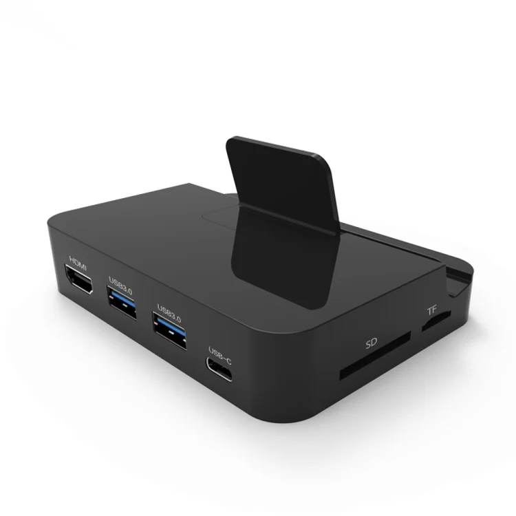 PC3142B_1.webp 9138 6 in 1 USB-C / Type-C to 4K HDMI + 2 x USB 3.0 + Type-C + SD / TF Card Reader Multifunctional HUB Docking Station with Holder - Image 2