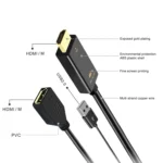 H146 HDMI Male + USB 2.0 Male to DisplayPort Female Adapter Cable, Length:25cm - Image 3