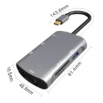 V217E 7 In 1 Type C / USB-C to PD + HDMI + VGA + USB3.0 + UB2.0 + SD / TF Multi-function Type-C / USB-C HUB Docking Station - Image 2