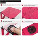 Portable 360 Degree Adjustable Foldable Aluminium Alloy Desk Stand with Cool Fans & Mouse Pad for Laptop / Notebook - Image 6