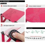 Portable 360 Degree Adjustable Foldable Aluminium Alloy Desk Stand with Mouse Pad for Laptop / Notebook, without CPU Fans - Image 5