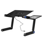 Portable 360 Degree Adjustable Foldable Aluminium Alloy Desk Stand with Double CPU Fans & Mouse Pad for Laptop / Notebook - Image 2