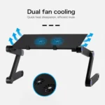 Portable 360 Degree Adjustable Foldable Aluminium Alloy Desk Stand with Double CPU Fans & Mouse Pad for Laptop / Notebook, Desk Size: 420mm x 260mm - Image 8