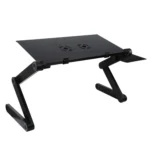 Portable 360 Degree Adjustable Foldable Aluminium Alloy Desk Stand with Double CPU Fans & Mouse Pad for Laptop / Notebook, Desk Size: 480mm x 260mm - Image 2