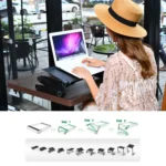 Portable 360 Degree Adjustable Foldable Aluminium Alloy Desk Stand with Double CPU Fans & Mouse Pad for Laptop / Notebook, Desk Size: 480mm x 260mm - Image 12