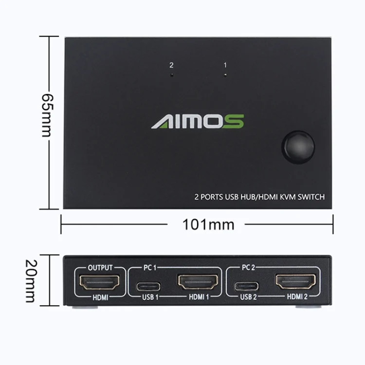 PC3369_3.webp AIMOS AM-KVM201CC 2 Ports USB HUB HDMI KVM Switch without Extension Cable - Image 4