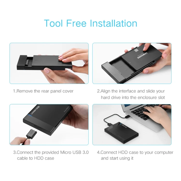 PC3512B_13.webp UGREEN US221 HDD Enclosure 2.5 inch SATA to USB 3.0 SSD Adapter Hard Disk Drive Box External HDD Case, Support UASP Protocol - Image 14