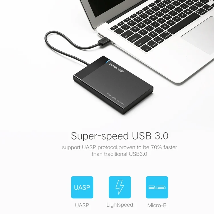 PC3512B_9.webp UGREEN US221 HDD Enclosure 2.5 inch SATA to USB 3.0 SSD Adapter Hard Disk Drive Box External HDD Case, Support UASP Protocol - Image 10
