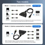 3 x 1 4K 60Hz HDMI Bi-Direction Switcher with Pigtail HDMI Cable - Image 7