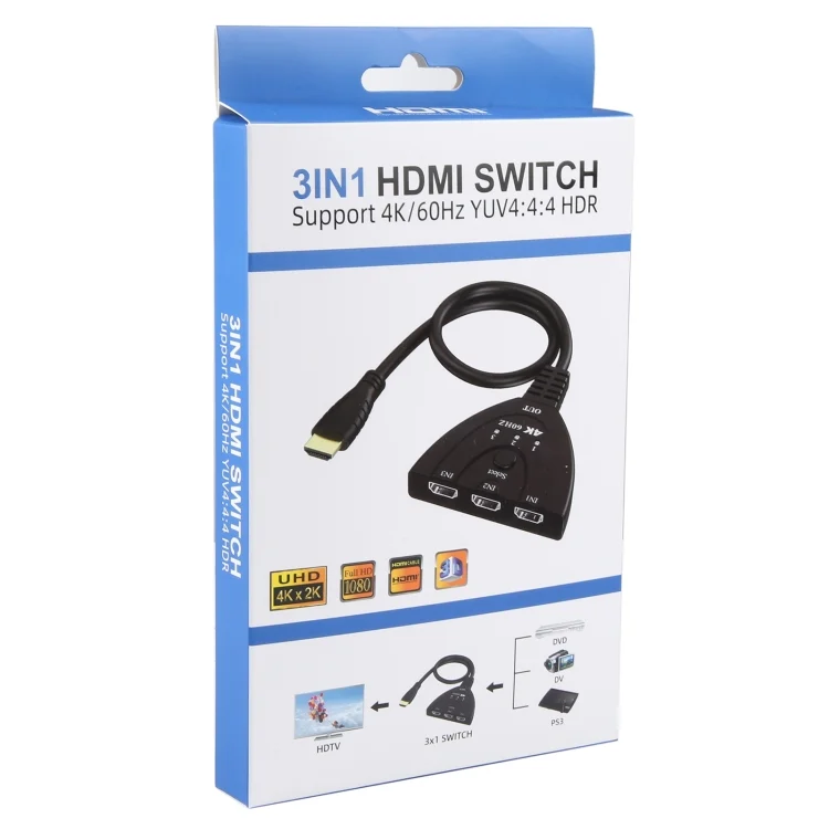 PC3520_2.webp 3 x 1 4K 60Hz YUV4:4:4 HDR HDMI Switcher with Pigtail HDMI Cable - Image 3