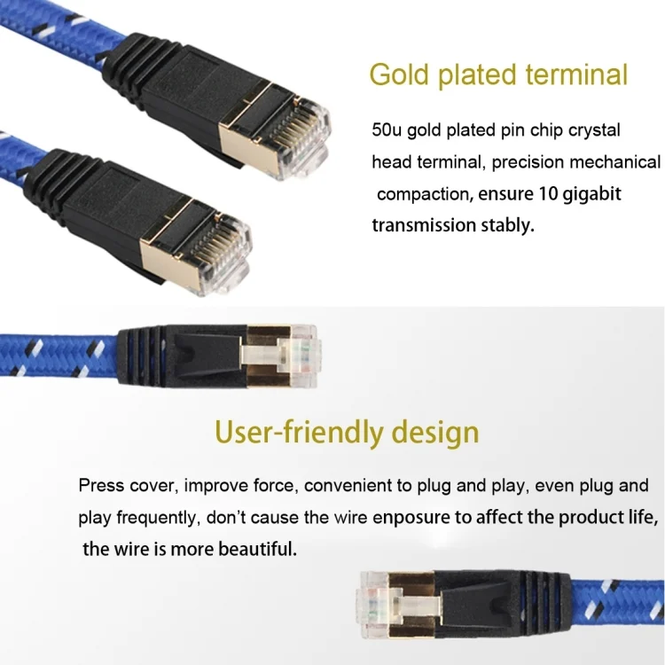 PC3641_3.webp 1.8m Gold Plated CAT-7 10 Gigabit Ethernet Ultra Flat Patch Cable for Modem Router LAN Network, Built with Shielded RJ45 Connector - Image 4