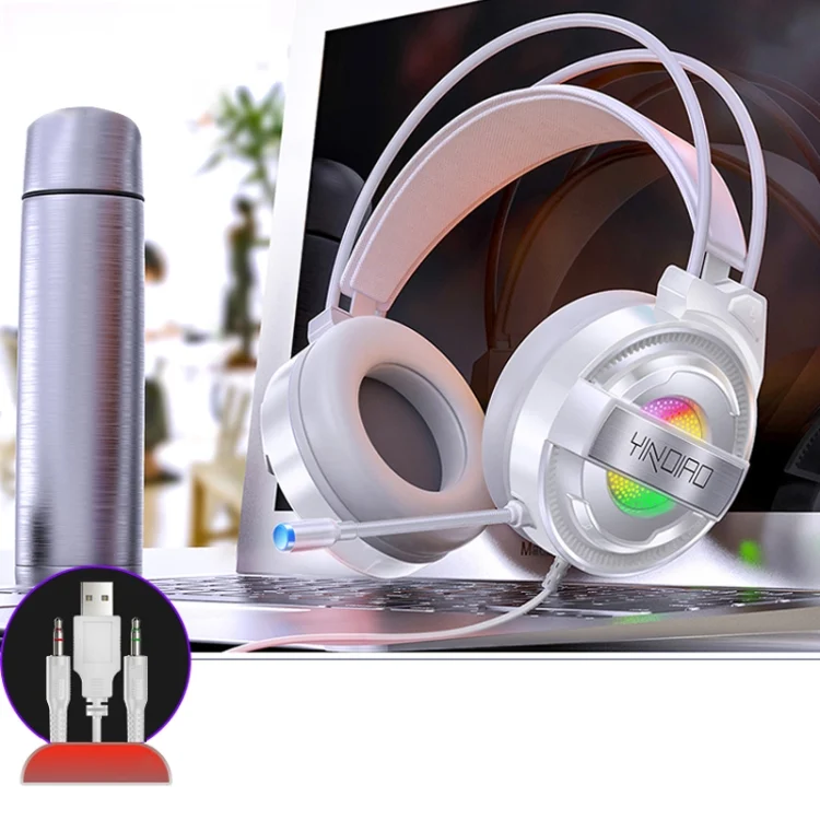 YINDIAO Q3 USB + Dual 3.5mm Wired E-sports Gaming Headset with Mic & RGB Light, Cable Length: 1.67m
