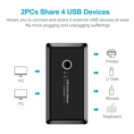 UK204V Drive-free USB 3.0 Switch Selector 2 USB Ports Sharing 4 USB Ports Switcher Adapter for Mouse, Keyboard, Printer - Image 5