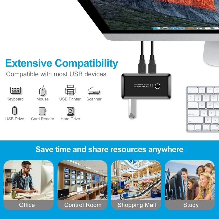PC4149_5.webp UK204V Drive-free USB 3.0 Switch Selector 2 USB Ports Sharing 4 USB Ports Switcher Adapter for Mouse, Keyboard, Printer - Image 6