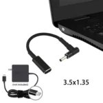 PD 100W 18.5-20V 3.5 x 1.35mm Elbow to USB-C / Type-C Adapter Nylon Braid Cable - Image 5
