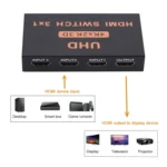 HDMI Switch 3 into 1 out 4Kx2K HD Video Switch, with Remote Control - Image 5