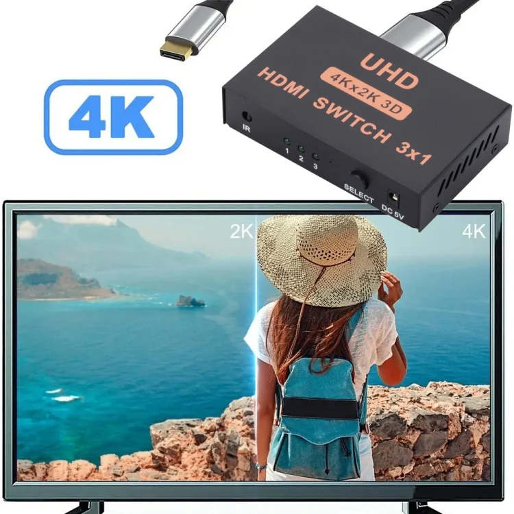 PC4281_5.webp HDMI Switch 3 into 1 out 4Kx2K HD Video Switch, with Remote Control - Image 6