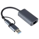 BYL-2207TU 2 in 1 USB + Type-C to RJ45 Docking Station HUB Adapter - Image 2