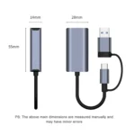 BYL-2207TU 2 in 1 USB + Type-C to RJ45 Docking Station HUB Adapter - Image 3