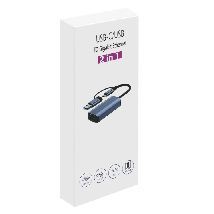 PC4411_3.webp BYL-2207TU 2 in 1 USB + Type-C to RJ45 Docking Station HUB Adapter - Image 4