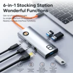 ROCK TR28 HDMI 4K Gigabit Network PD Quick Charger 6 in 1 USB 3.0 HUB - Image 5