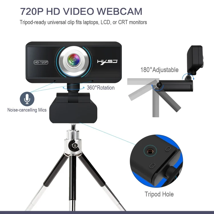 PC4883_5.webp HXSJ S90 30fps 1 Megapixel 720P HD Webcam for Desktop / Laptop / Android TV, with 8m Sound Absorbing Microphone, Cable Length: 1.5m - Image 6