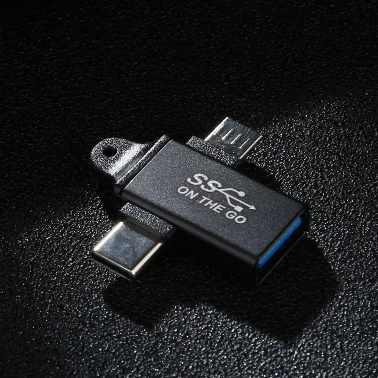 PC4955B_4.webp USB 3.0 Female to Type-C / USB-C Male + Micro Male Aluminium Alloy Adapter - Image 5