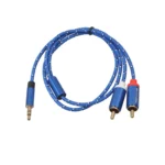 REXLIS 3610 3.5mm Male to Dual RCA Gold-plated Plug Blue Cotton Braided Audio Cable for RCA Input Interface Active Speaker, Length: 0.5m - Image 4