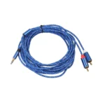 REXLIS 3610 3.5mm Male to Dual RCA Gold-plated Plug Blue Cotton Braided Audio Cable for RCA Input Interface Active Speaker, Length: 5m - Image 4