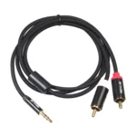 REXLIS 3635 3.5mm Male to Dual RCA Gold-plated Plug Black Cotton Braided Audio Cable for RCA Input Interface Active Speaker, Length: 1m - Image 3