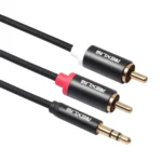 REXLIS 3635 3.5mm Male to Dual RCA Gold-plated Plug Black Cotton Braided Audio Cable for RCA Input Interface Active Speaker, Length: 1.8m - Image 2