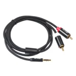 REXLIS 3635 3.5mm Male to Dual RCA Gold-plated Plug Black Cotton Braided Audio Cable for RCA Input Interface Active Speaker, Length: 1.8m - Image 3