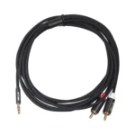 REXLIS 3635 3.5mm Male to Dual RCA Gold-plated Plug Black Cotton Braided Audio Cable for RCA Input Interface Active Speaker, Length: 3m - Image 3