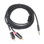 REXLIS 3635 3.5mm Male to Dual RCA Gold-plated Plug Black Cotton Braided Audio Cable for RCA Input Interface Active Speaker, Length: 5m - Image 3