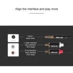 REXLIS 3635 3.5mm Male to Dual RCA Gold-plated Plug Black Cotton Braided Audio Cable for RCA Input Interface Active Speaker, Length: 5m - Image 9