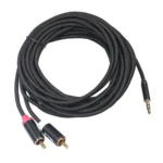 REXLIS 3635 3.5mm Male to Dual RCA Gold-plated Plug Black Cotton Braided Audio Cable for RCA Input Interface Active Speaker, Length: 10m - Image 3