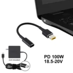 PD 100W 18.5-20V Square Plug to USB-C / Type-C Adapter Nylon Braid Cable for Lenovo - Image 5