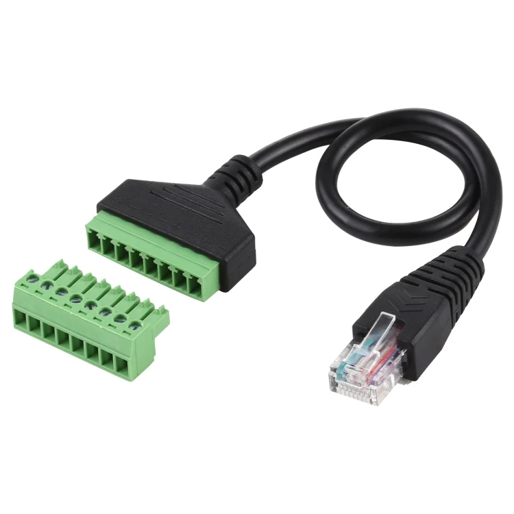 PC5314.webp RJ45 Male Plug to 8 Pin Pluggable Terminals Solder-free USB Connector Solderless Connection Adapter Cable, Length: 30cm - Image 1