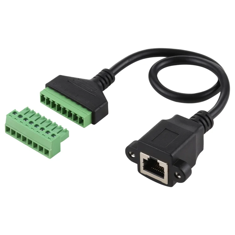PC5315.webp RJ45 Female Plug to 8 Pin Pluggable Terminals Solder-free USB Connector Solderless Connection Adapter Cable, Length: 30cm - Image 1