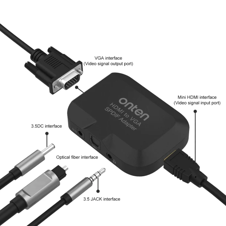PC5450_2.webp Onten 35165 HDMI to VGA + Optical Audio Converter for Speaker / TV / Computer - Image 3