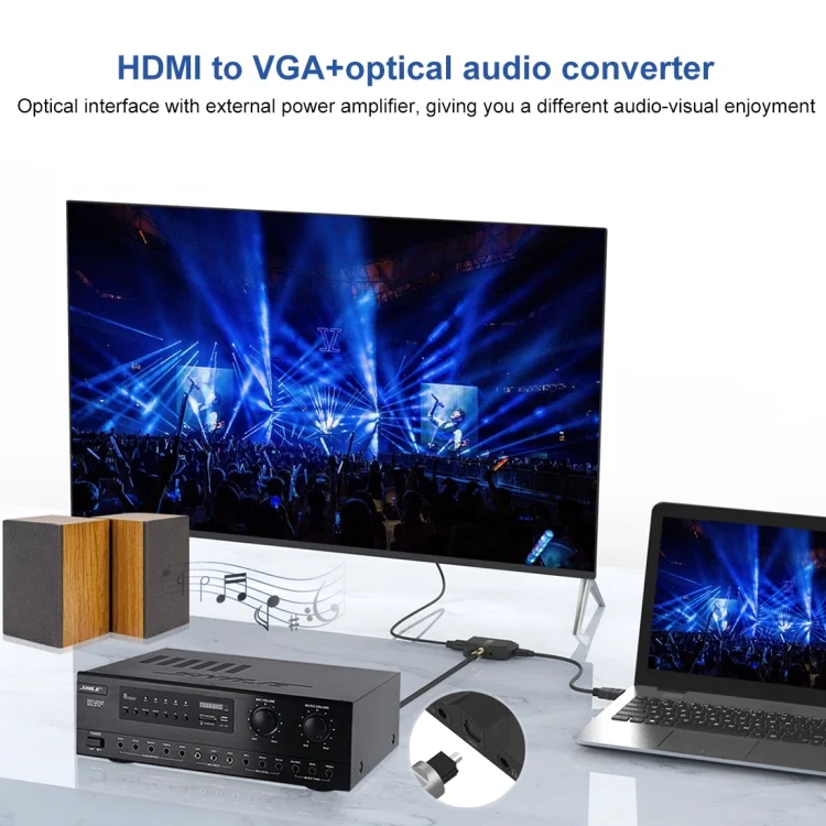 PC5450_4.webp Onten 35165 HDMI to VGA + Optical Audio Converter for Speaker / TV / Computer - Image 5