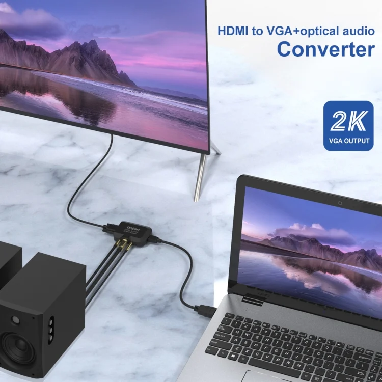 PC5450_5.webp Onten 35165 HDMI to VGA + Optical Audio Converter for Speaker / TV / Computer - Image 6
