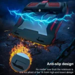SSRQ-021S Red Light + Adapter Version Flank Glowing Dual-fan Laptop Radiator Two-speed Adjustable Computer Base for Laptops Under 18 inch, US Plug - Image 7