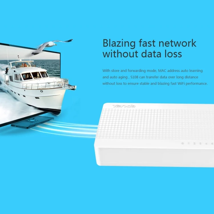 PC5593_5.webp Tenda S108 8 Ports 10 / 100Mbps Fast Ethernet Network Switch LAN HUB - Image 6