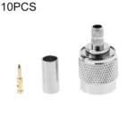 10 PCS TNC Male RF Coax Connector for Cable RG58 RG142 RG400 LMR195