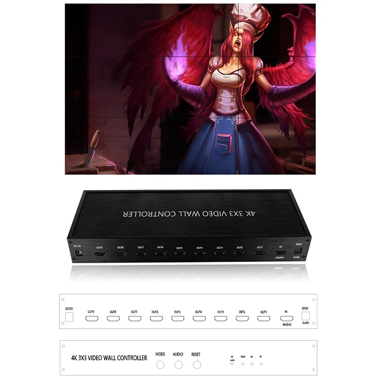 PC5710_10.webp NK-BT88 4K 3X3 HDMI Video Wall Controller Multi-screen Splicing Processor with Remote Controller, EU Plug - Image 11