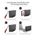 ORICO 7688C3 8TB 3.5 inch USB-C / Type-C Mobile HDD Enclosure with Detachable Base, Cable Length: 1m - Image 11