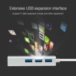 Aluminum Shell 3 USB3.0 Ports HUB + USB3.0 Gigabit Ethernet Adapter - Image 5