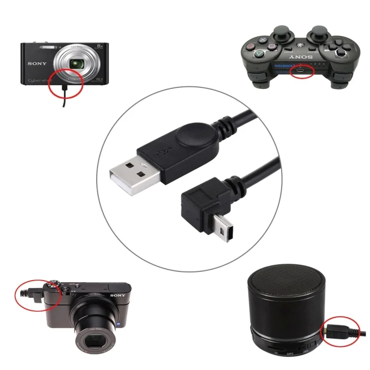 PC6101_4.webp 90 Degree Angle Elbow Mini USB to USB Data / Charging Cable, Length: 28cm - Image 5