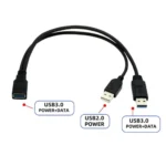 2 in 1 USB 3.0 Female to USB 2.0 + USB 3.0 Male Cable for Computer / Laptop, Length: 29cm - Image 2